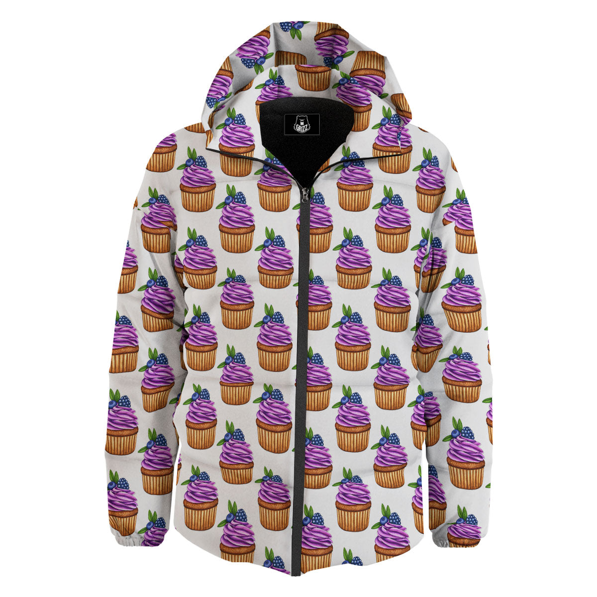 Cupcake Purple Print Pattern Down Jacket-grizzshop