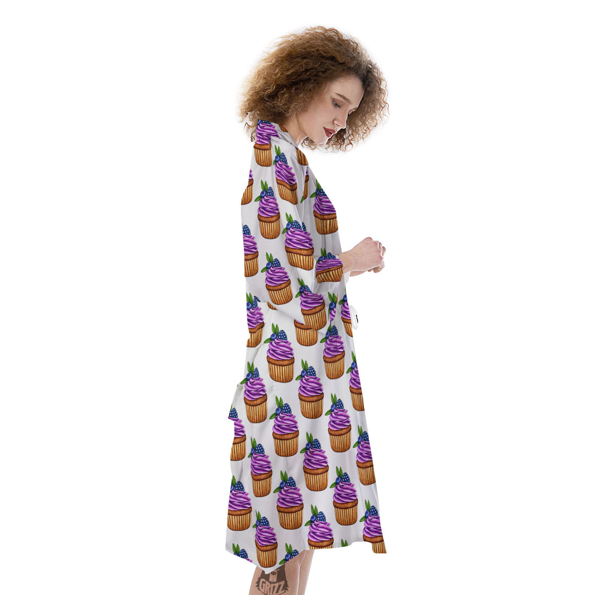 Cupcake Purple Print Pattern Kimono-grizzshop
