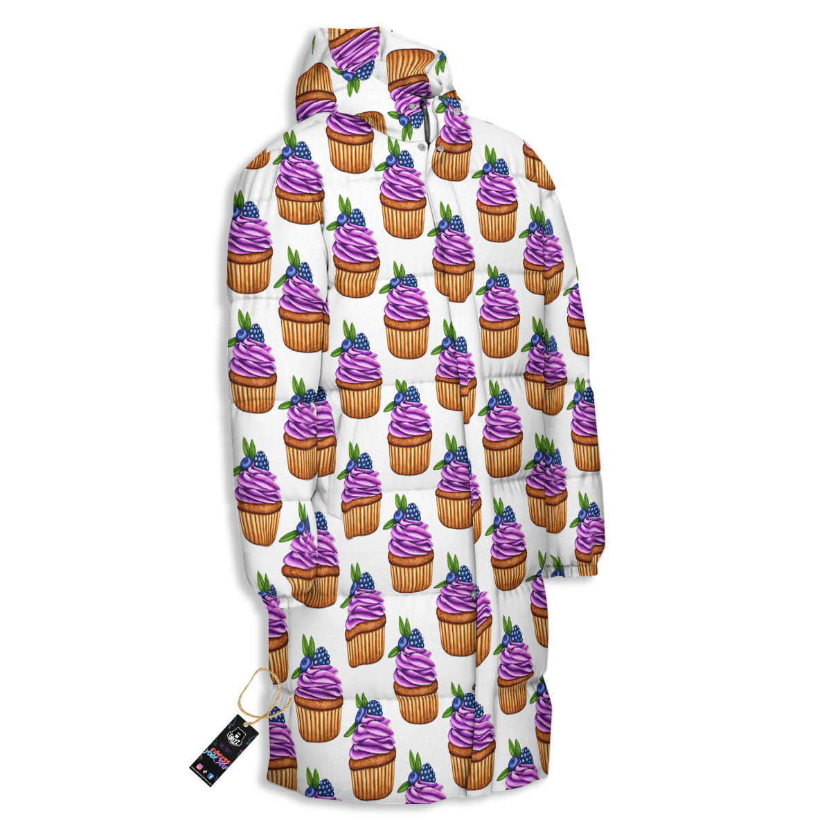 Cupcake Purple Print Pattern Long Down Jacket-grizzshop