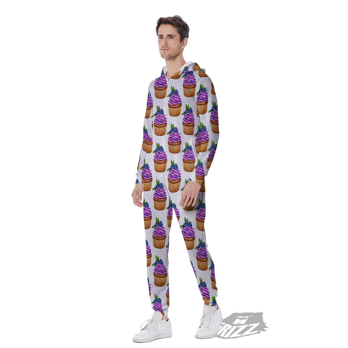 Cupcake Purple Print Pattern Men's Jumpsuit-grizzshop