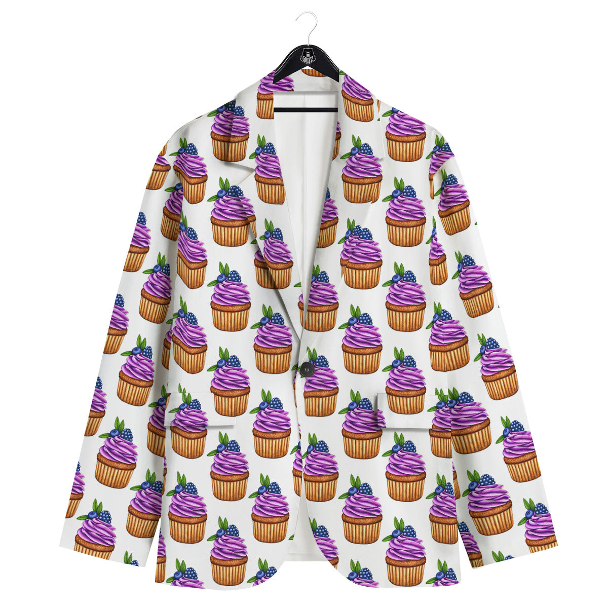 Cupcake Purple Print Pattern Men's Sport Coat-grizzshop
