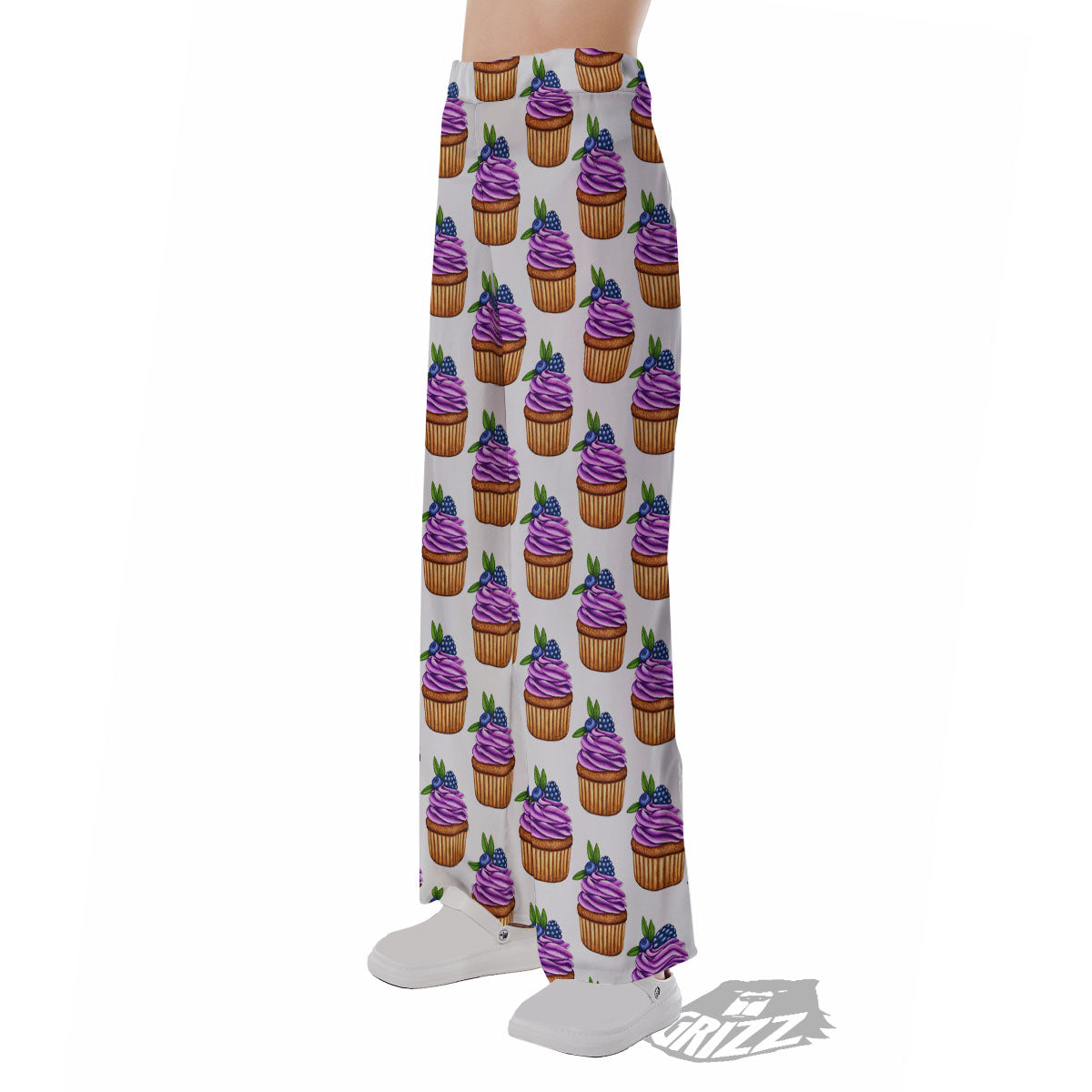 Cupcake Purple Print Pattern Pajama Pants-grizzshop