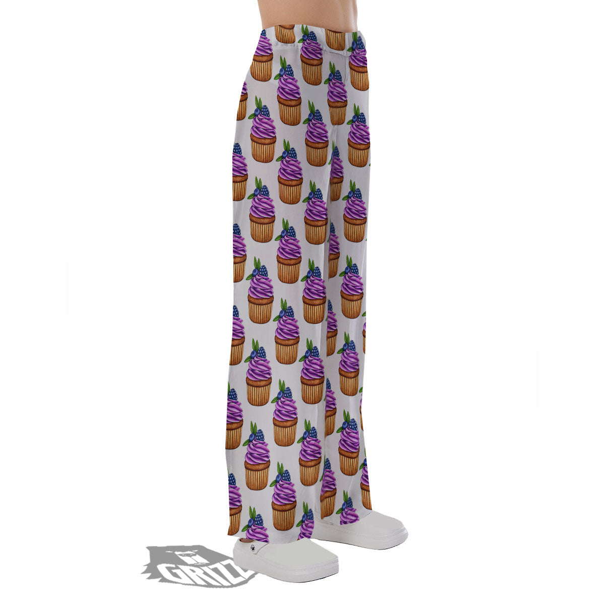 Cupcake Purple Print Pattern Pajama Pants-grizzshop