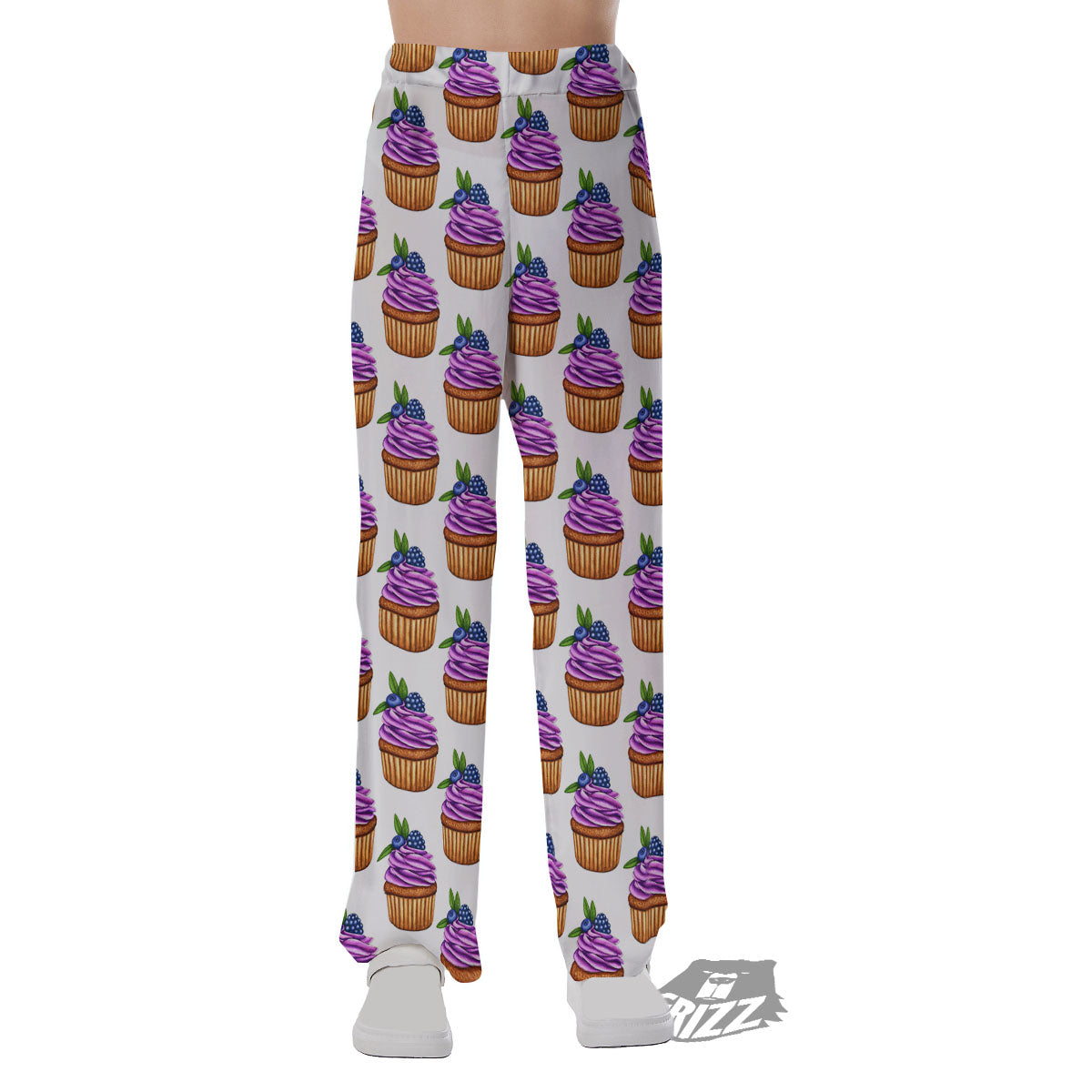 Cupcake Purple Print Pattern Pajama Pants-grizzshop