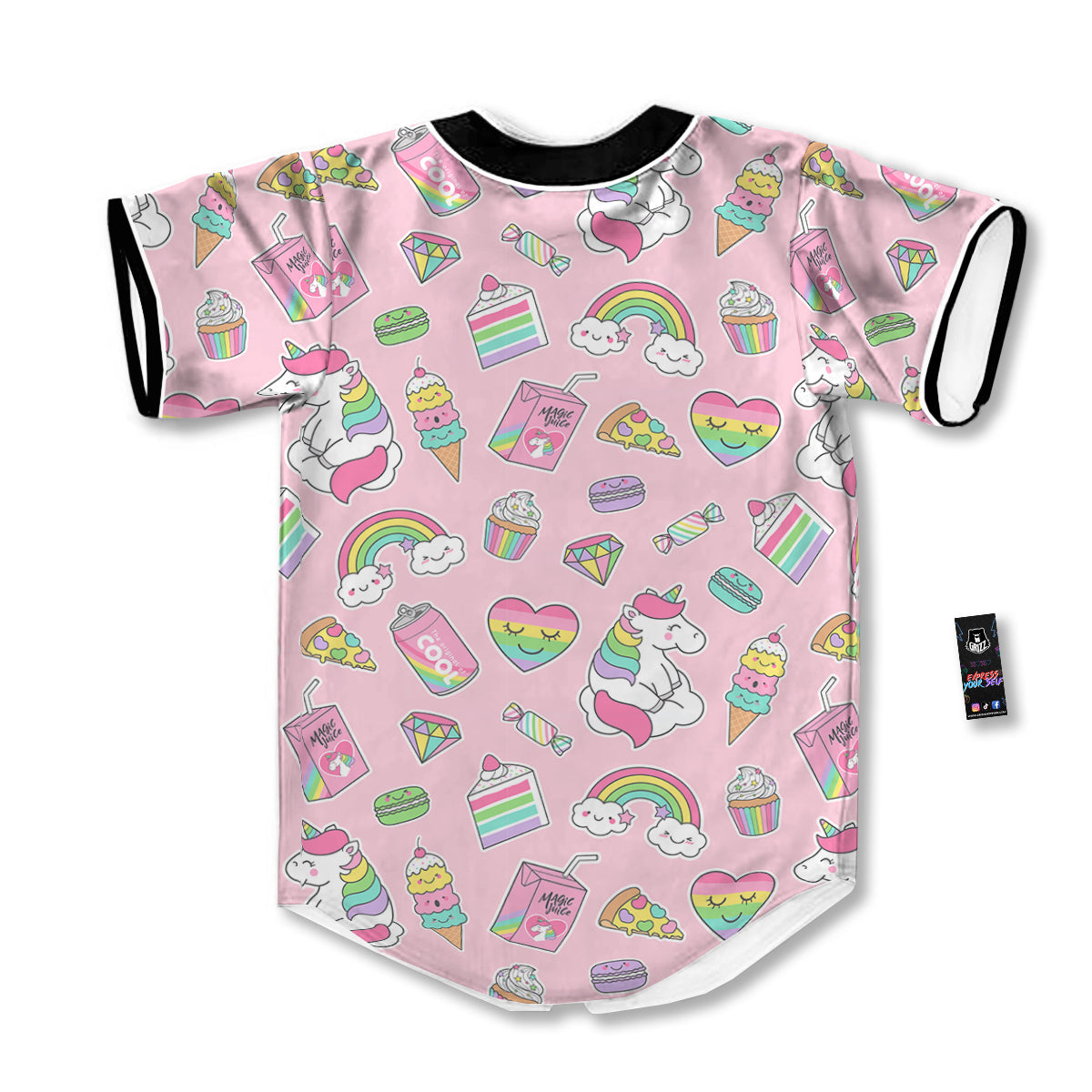 Cupcake Unicorn Print Pattern Baseball Jersey-grizzshop