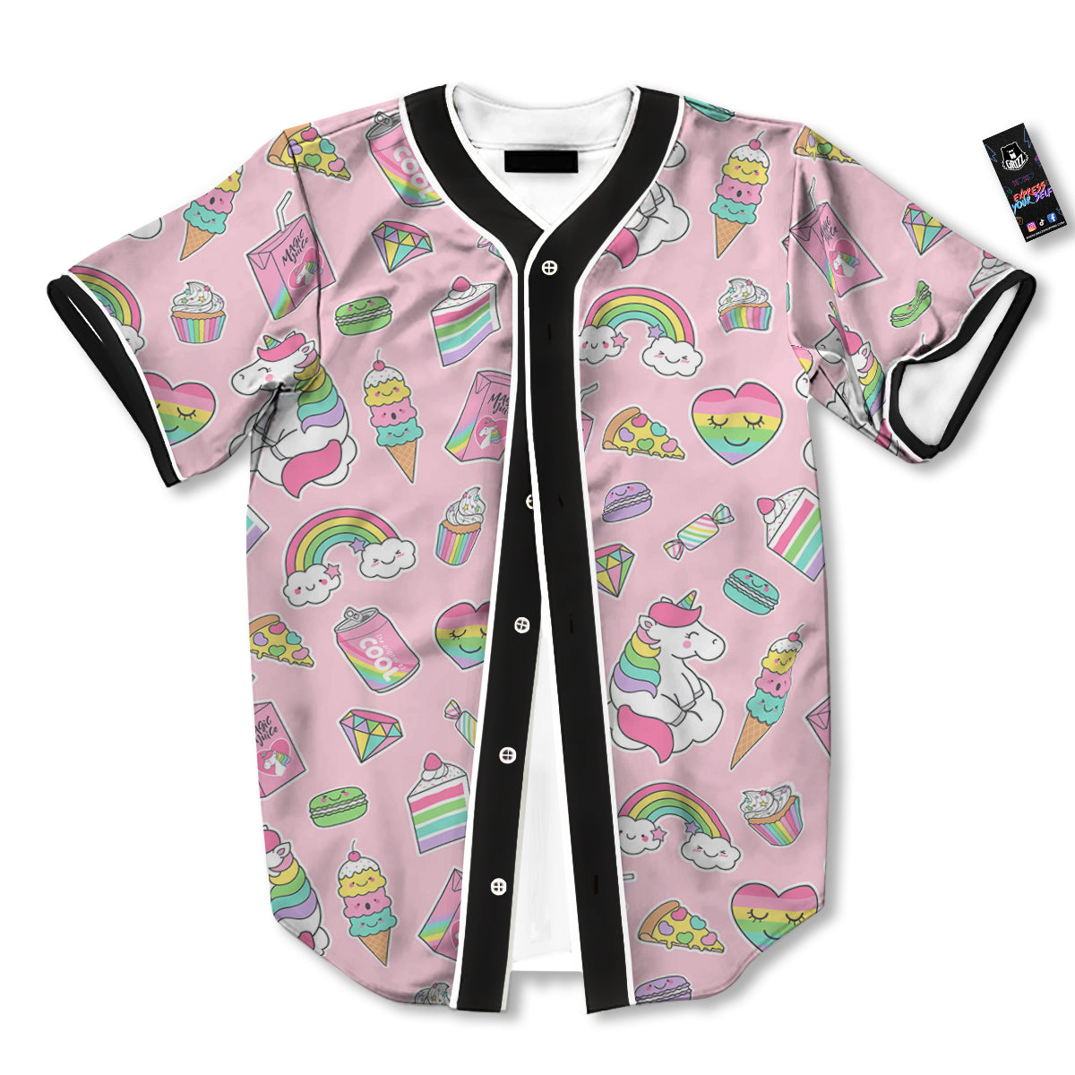 Cupcake Unicorn Print Pattern Baseball Jersey-grizzshop