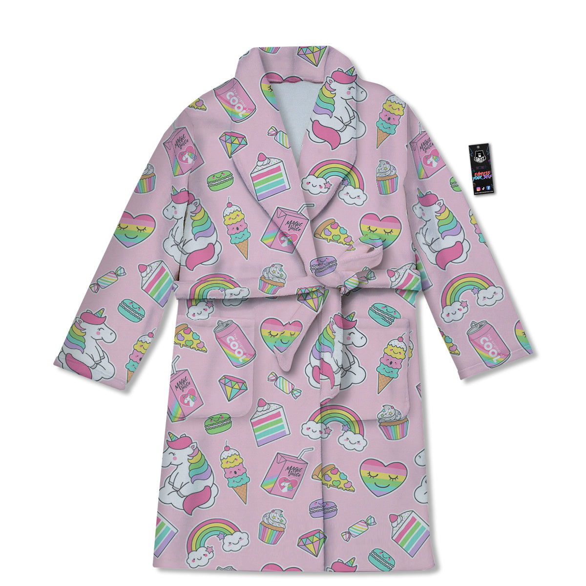 Cupcake Unicorn Print Pattern Bathrobe-grizzshop