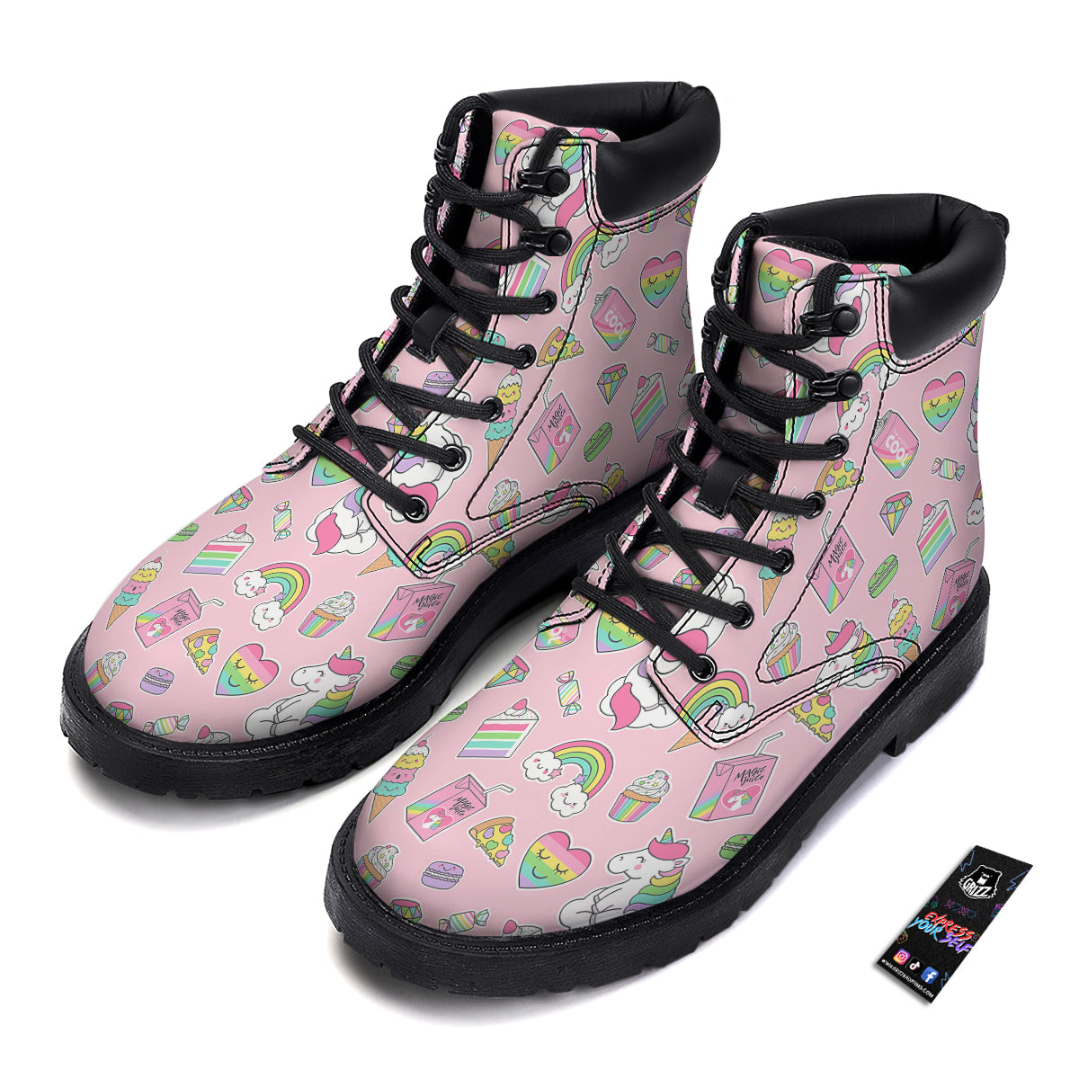 Cupcake Unicorn Print Pattern Boots-grizzshop