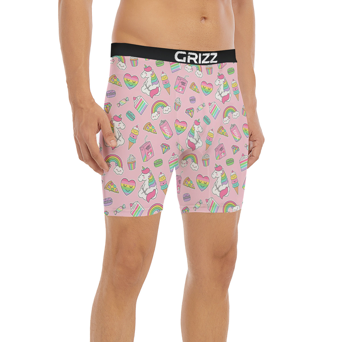 Cupcake Unicorn Print Pattern Boxer Briefs-grizzshop