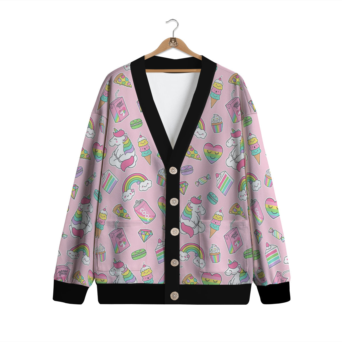 Cupcake Unicorn Print Pattern Cardigan-grizzshop