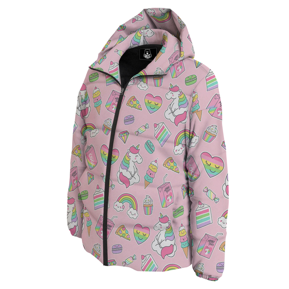 Cupcake Unicorn Print Pattern Down Jacket-grizzshop