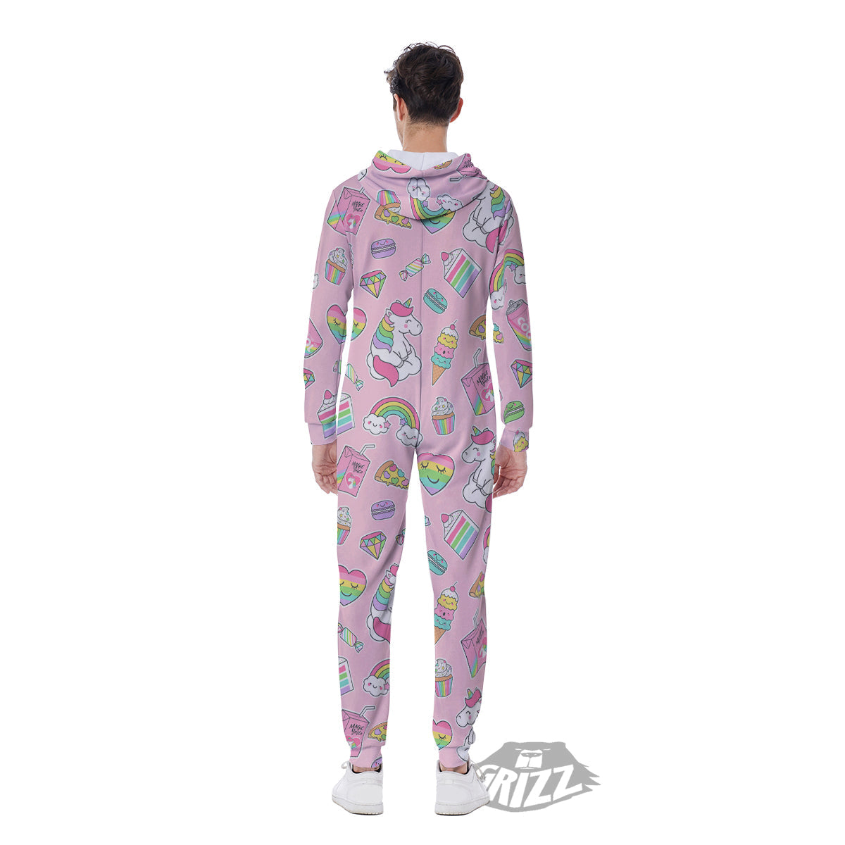 Cupcake Unicorn Print Pattern Men's Jumpsuit-grizzshop