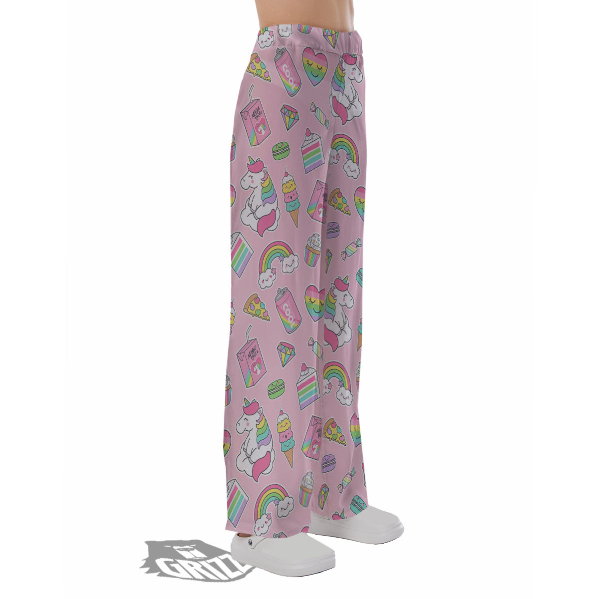 Cupcake Unicorn Print Pattern Pajama Pants-grizzshop