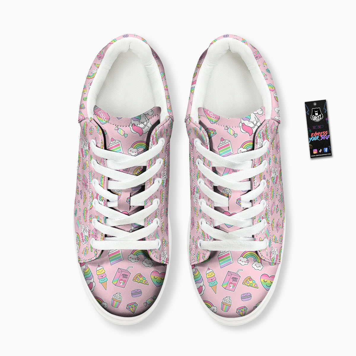Cupcake Unicorn Print Pattern Platform Shoes-grizzshop