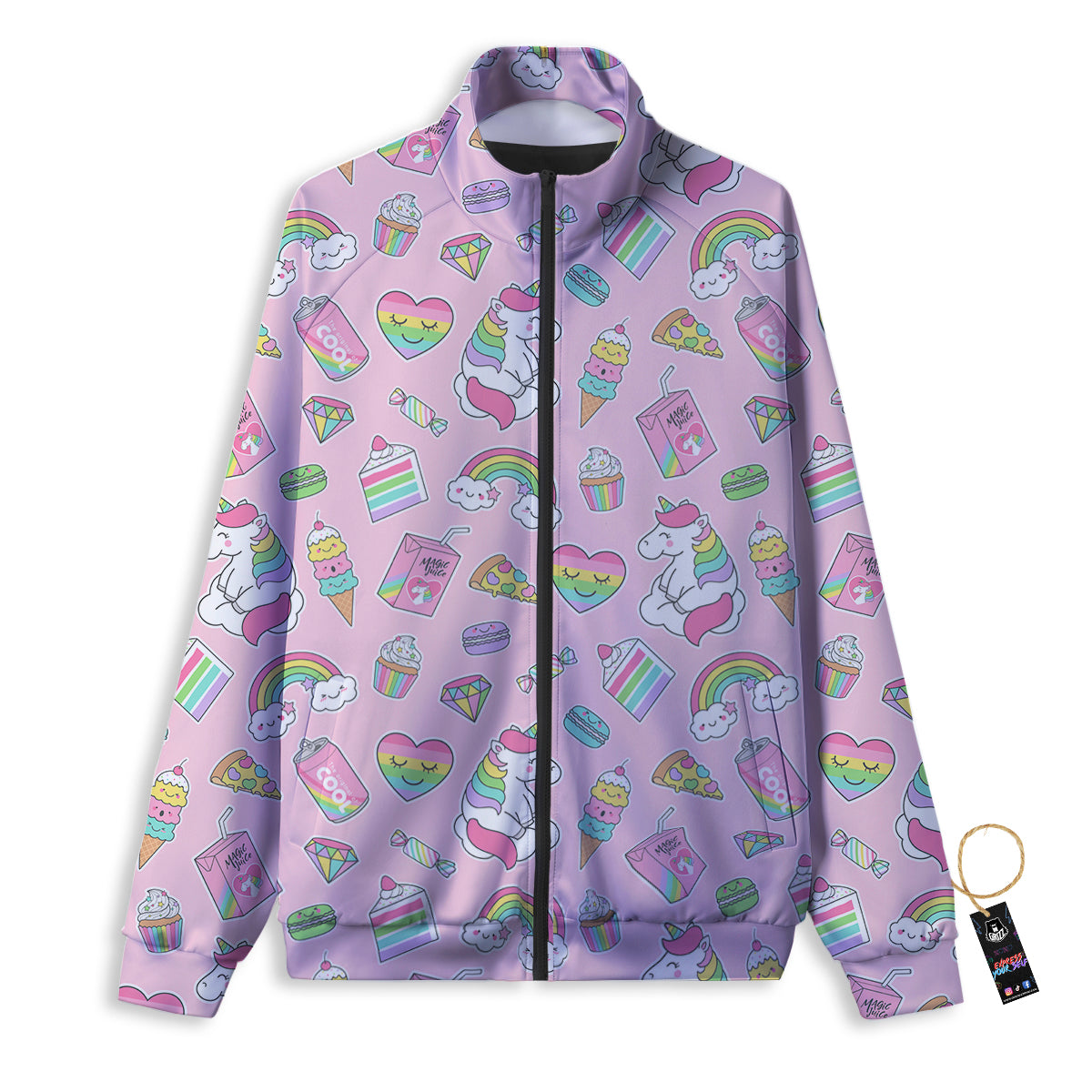 Cupcake Unicorn Print Pattern Track Jacket-grizzshop