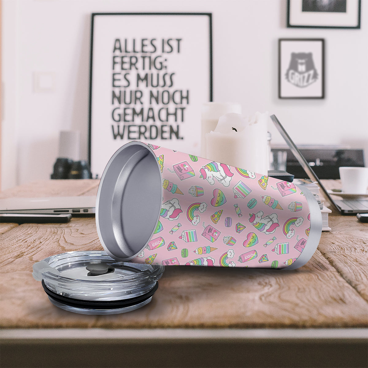Cupcake Unicorn Print Pattern Tumbler-grizzshop