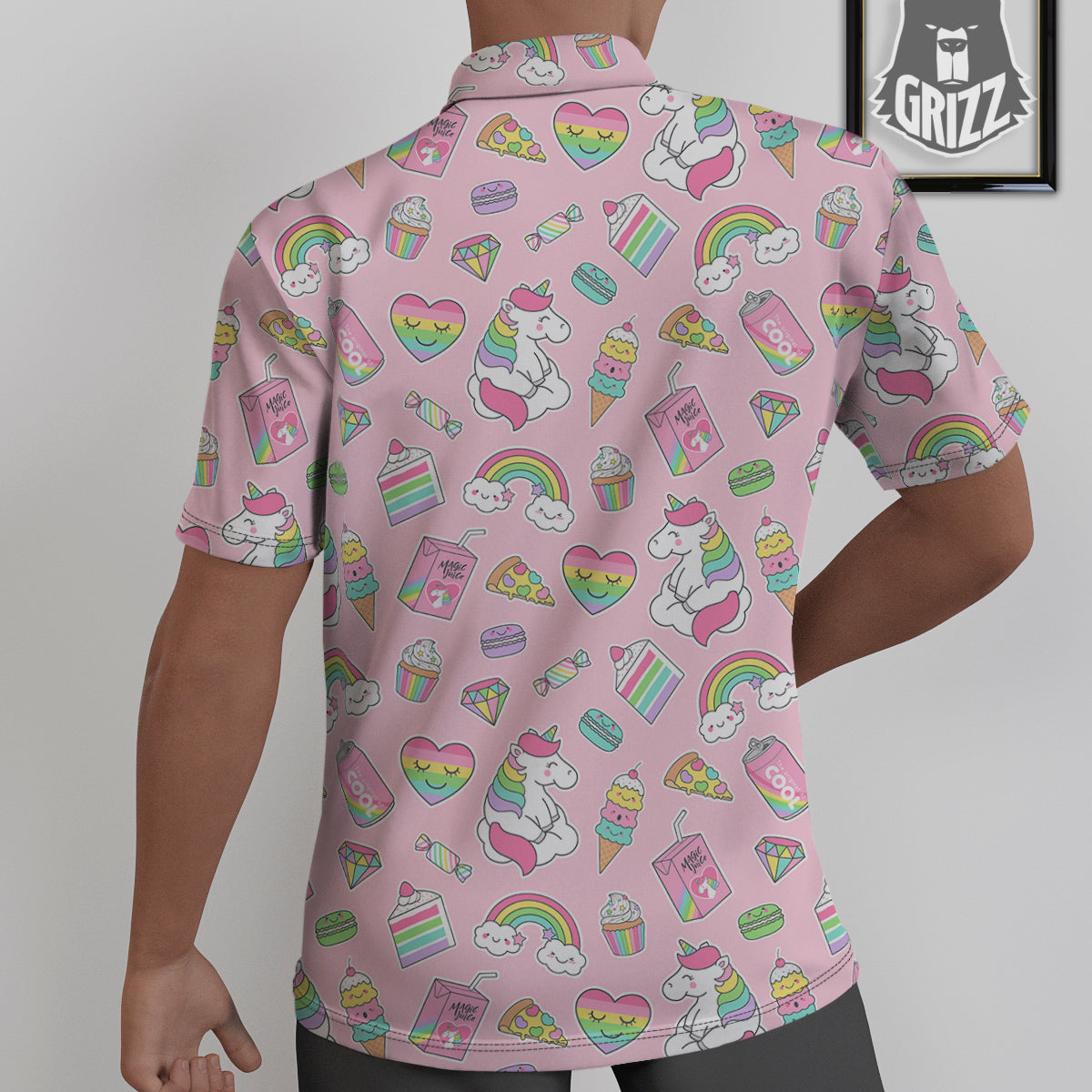 Cupcake Unicorn Print Pattern Untucked Shirts-grizzshop