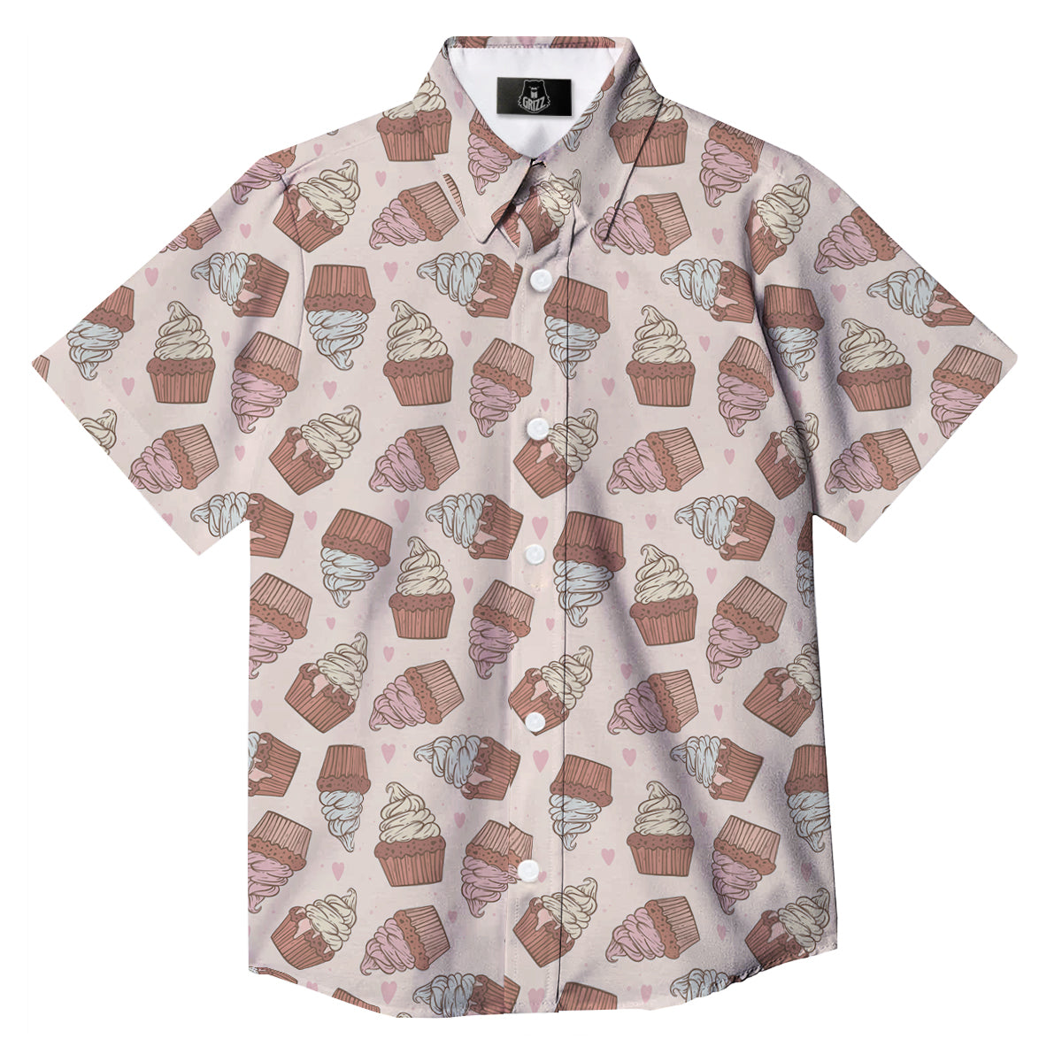Cupcake Vintage Print Pattern Button Up Shirt-grizzshop
