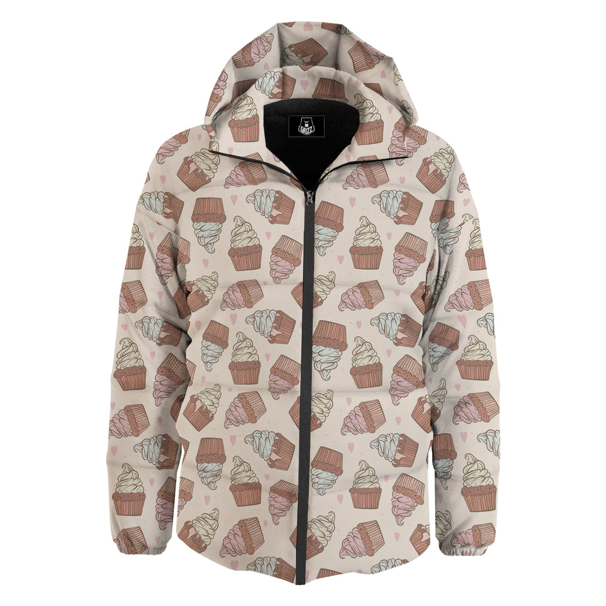 Cupcake Vintage Print Pattern Down Jacket-grizzshop