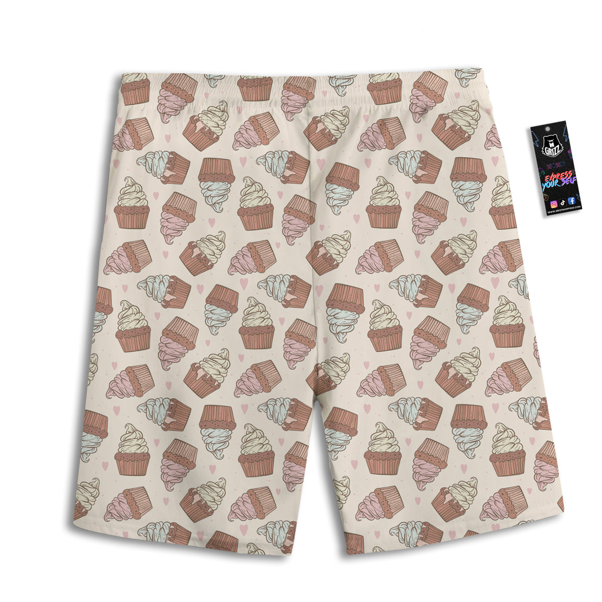 Cupcake Vintage Print Pattern Men's Athletic Shorts