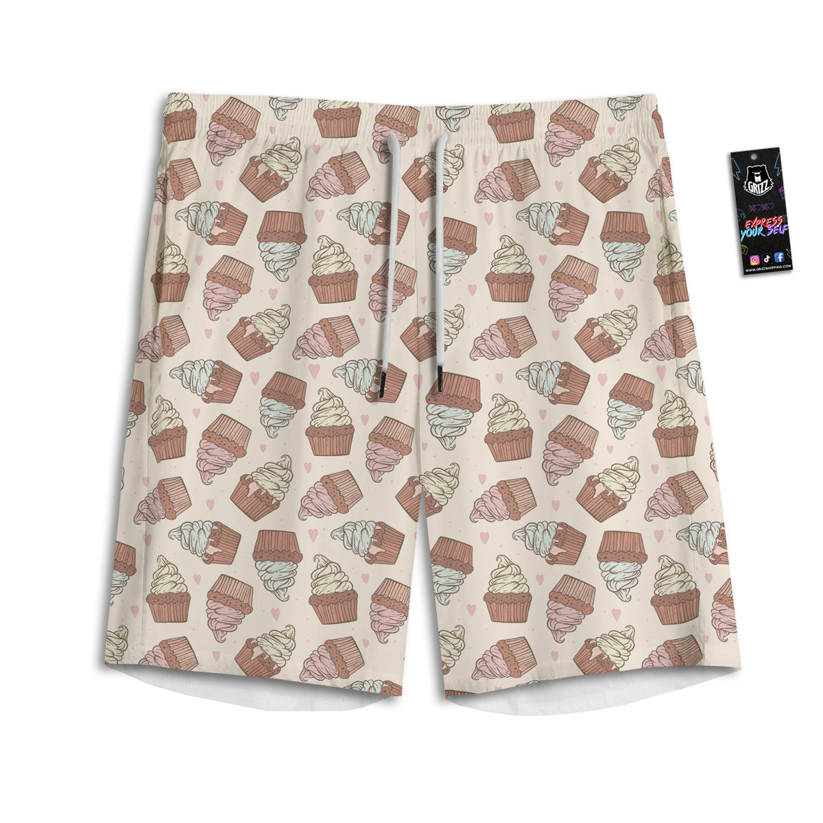 Cupcake Vintage Print Pattern Men's Athletic Shorts