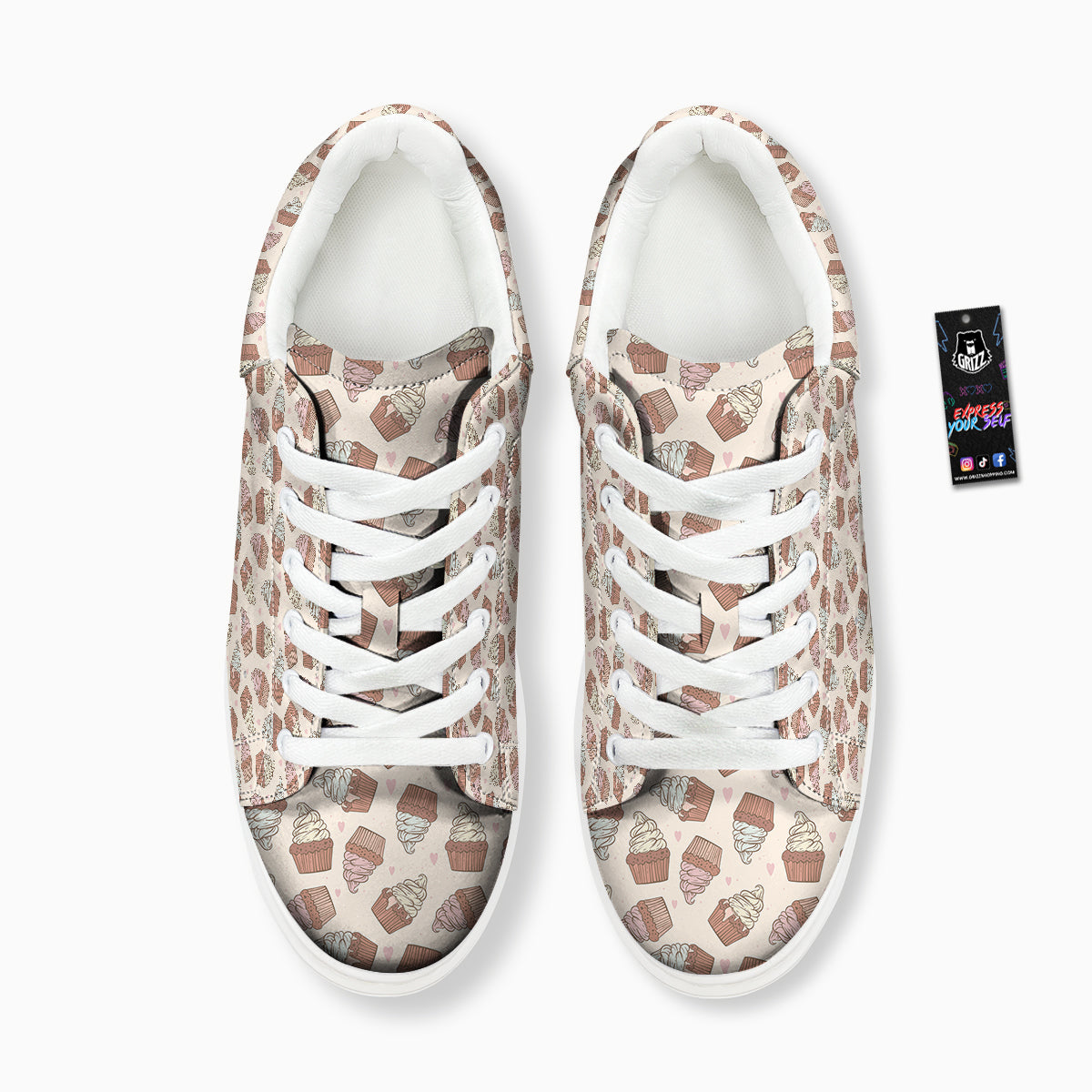 Cupcake Vintage Print Pattern Platform Shoes-grizzshop