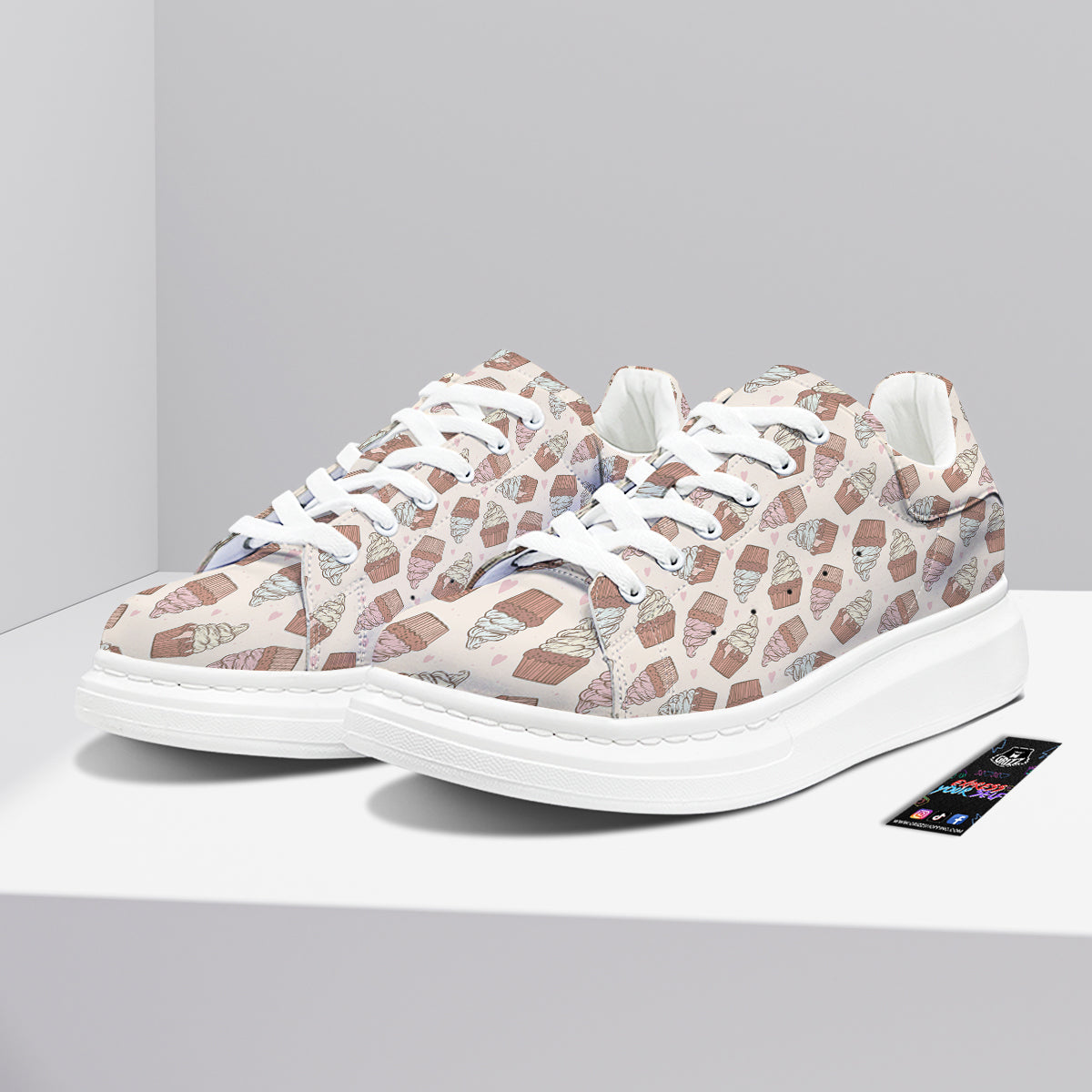 Cupcake Vintage Print Pattern Platform Shoes-grizzshop