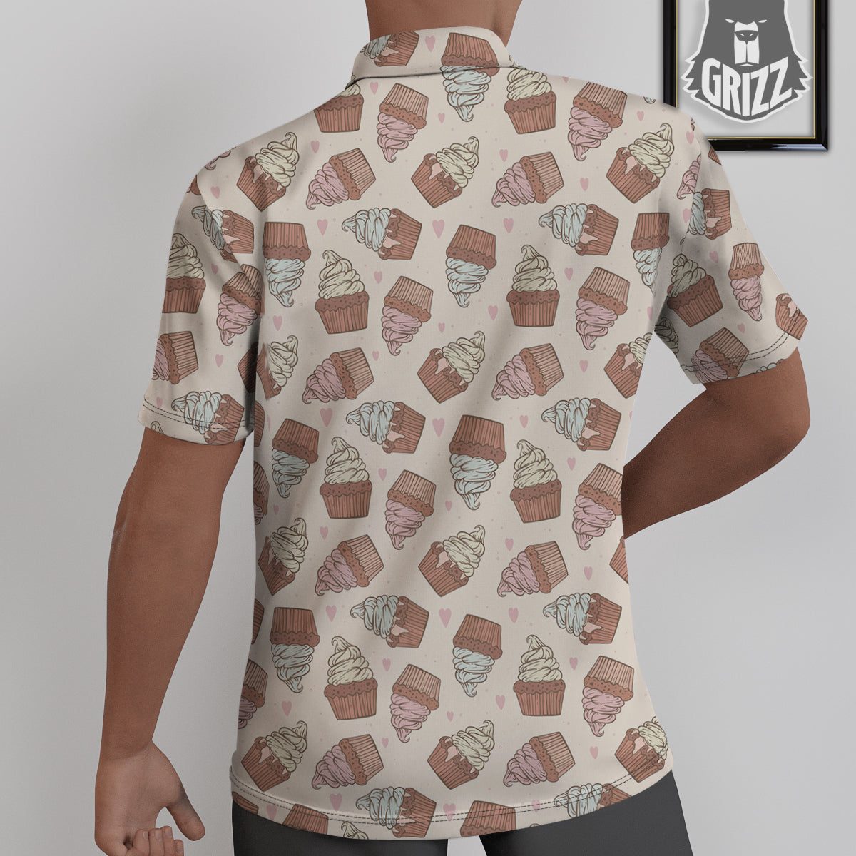 Cupcake Vintage Print Pattern Untucked Shirts-grizzshop