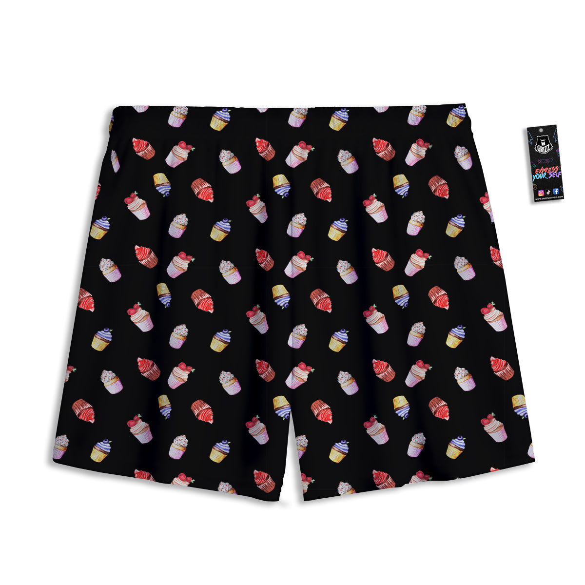 Cupcake Watercolor Print Pattern Mesh Shorts