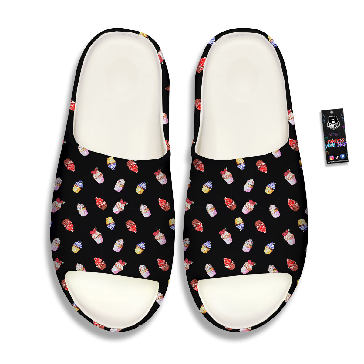 Cupcake Watercolor Print Pattern Sandals-grizzshop