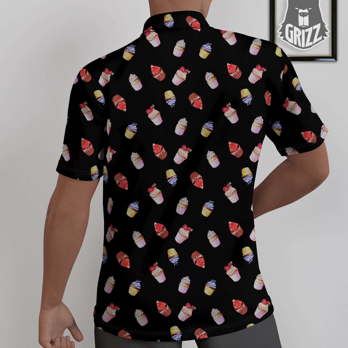 Cupcake Watercolor Print Pattern Untucked Shirts-grizzshop