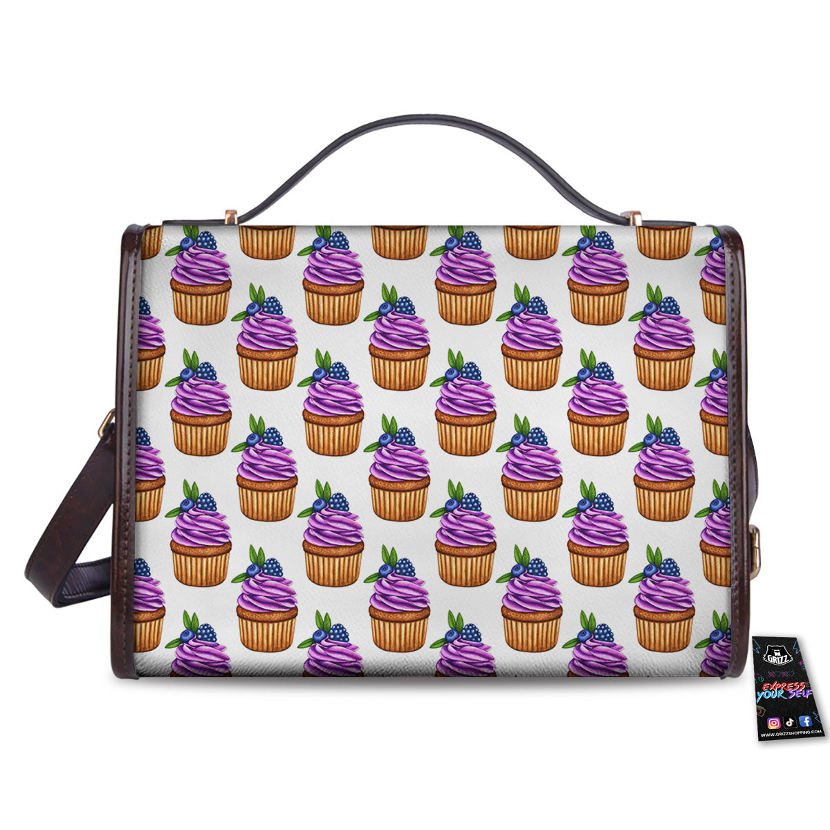 Cupcake Purple Print Pattern Women's Satchel Bag