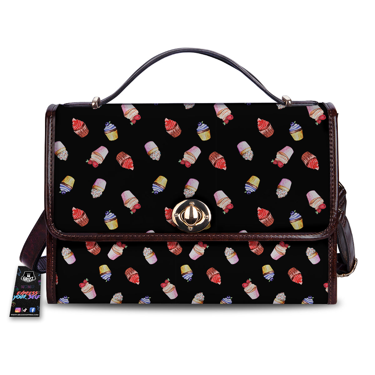 Cupcake Watercolor Print Pattern Women's Satchel Bag
