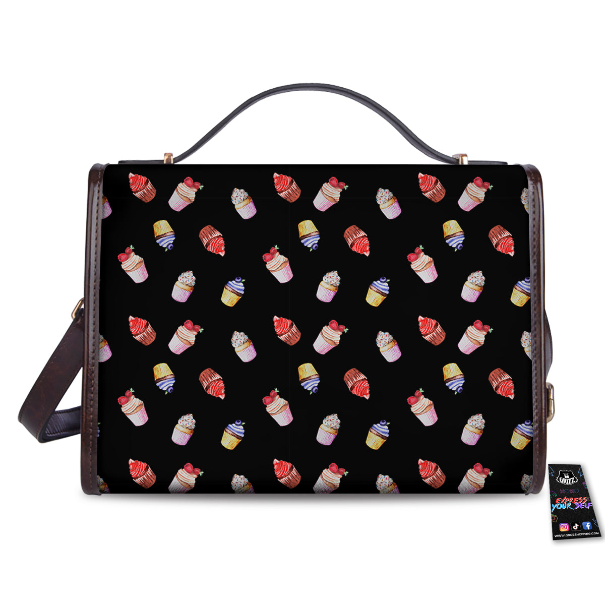 Cupcake Watercolor Print Pattern Women's Satchel Bag