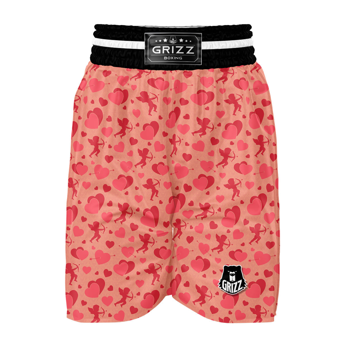 Cupid Red And Pink Print Pattern Boxing Shorts-grizzshop