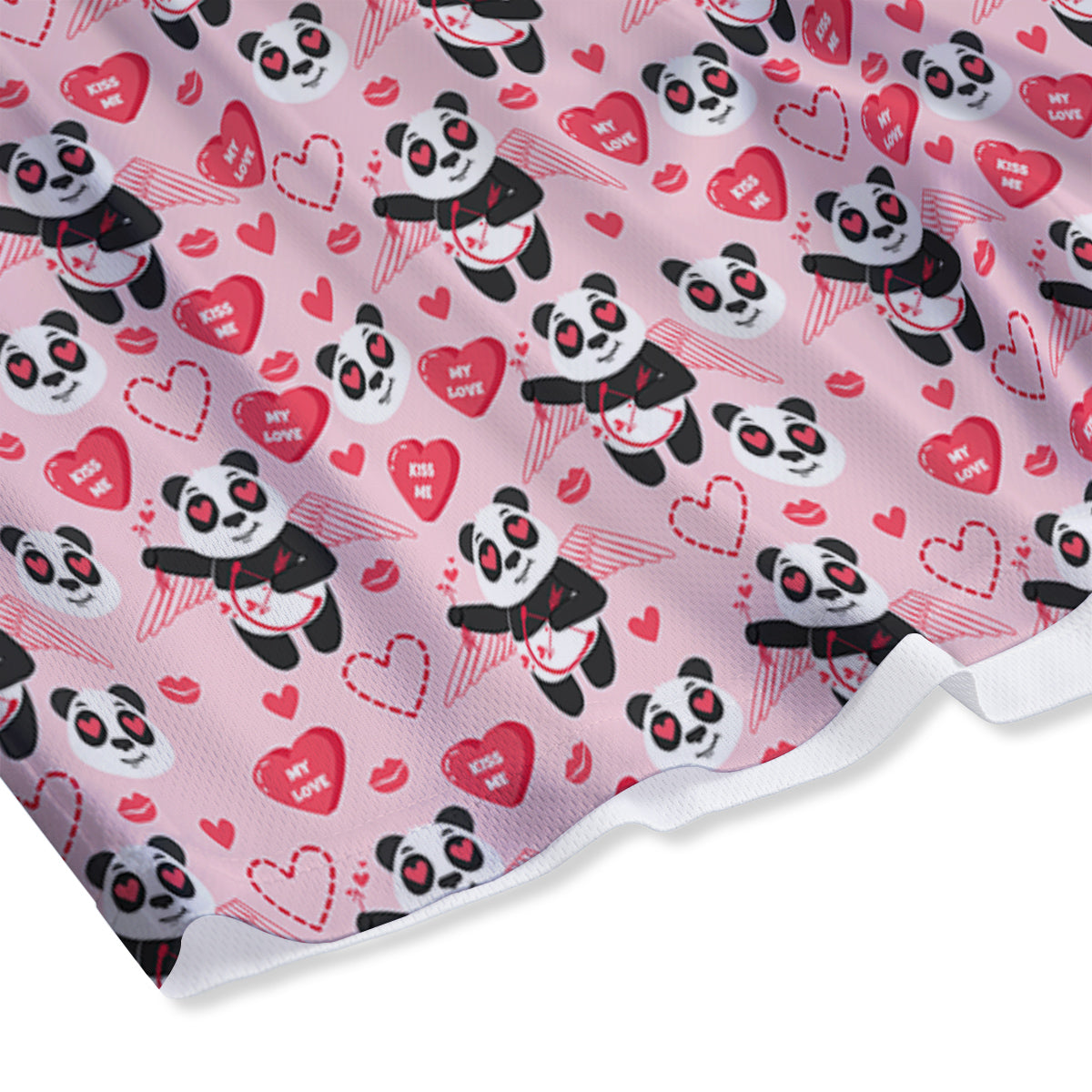 Cupid Valentine Cute Panda Print Pattern Mesh Shorts