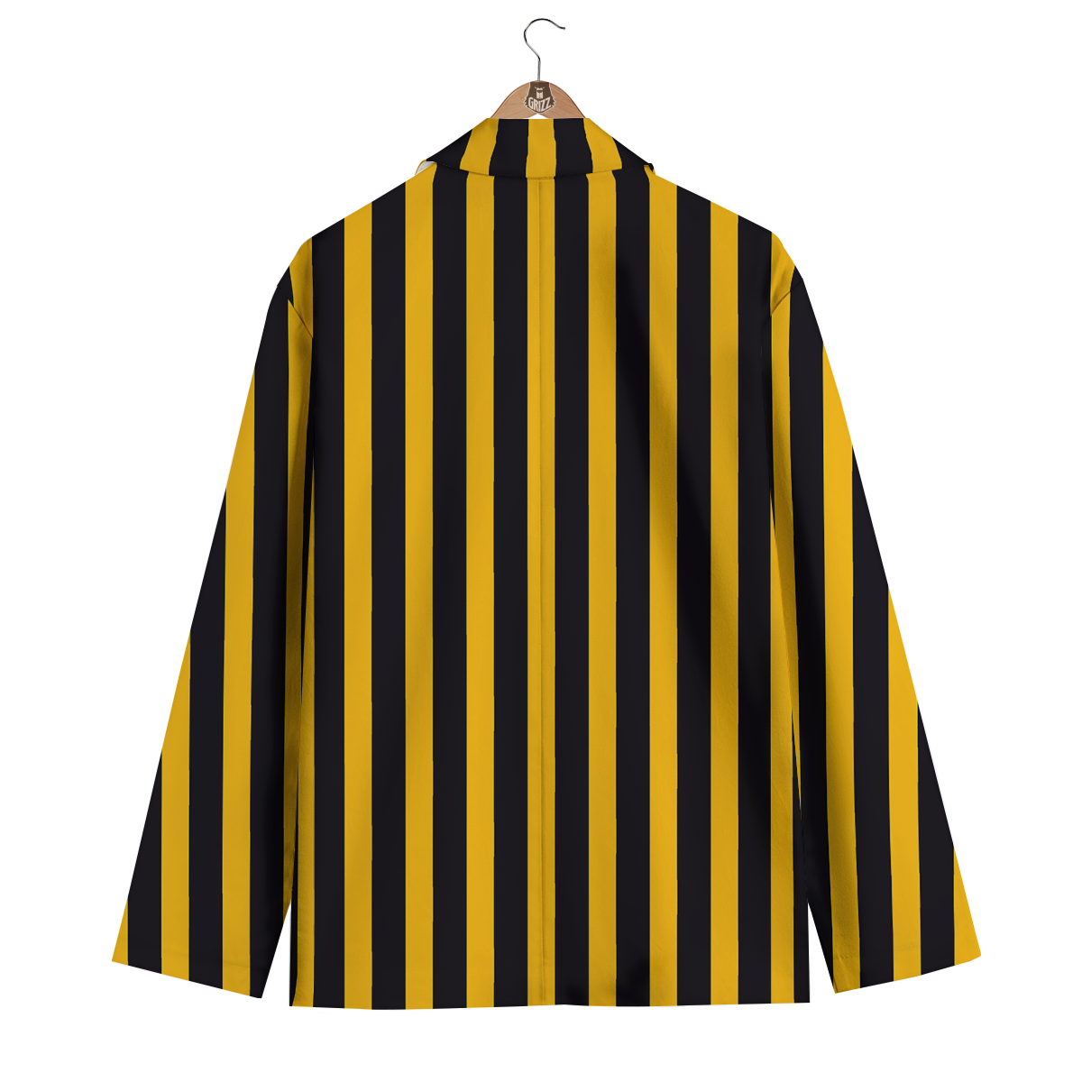 Custom Warning Striped Yellow And Black Print Men's Blazer-grizzshop