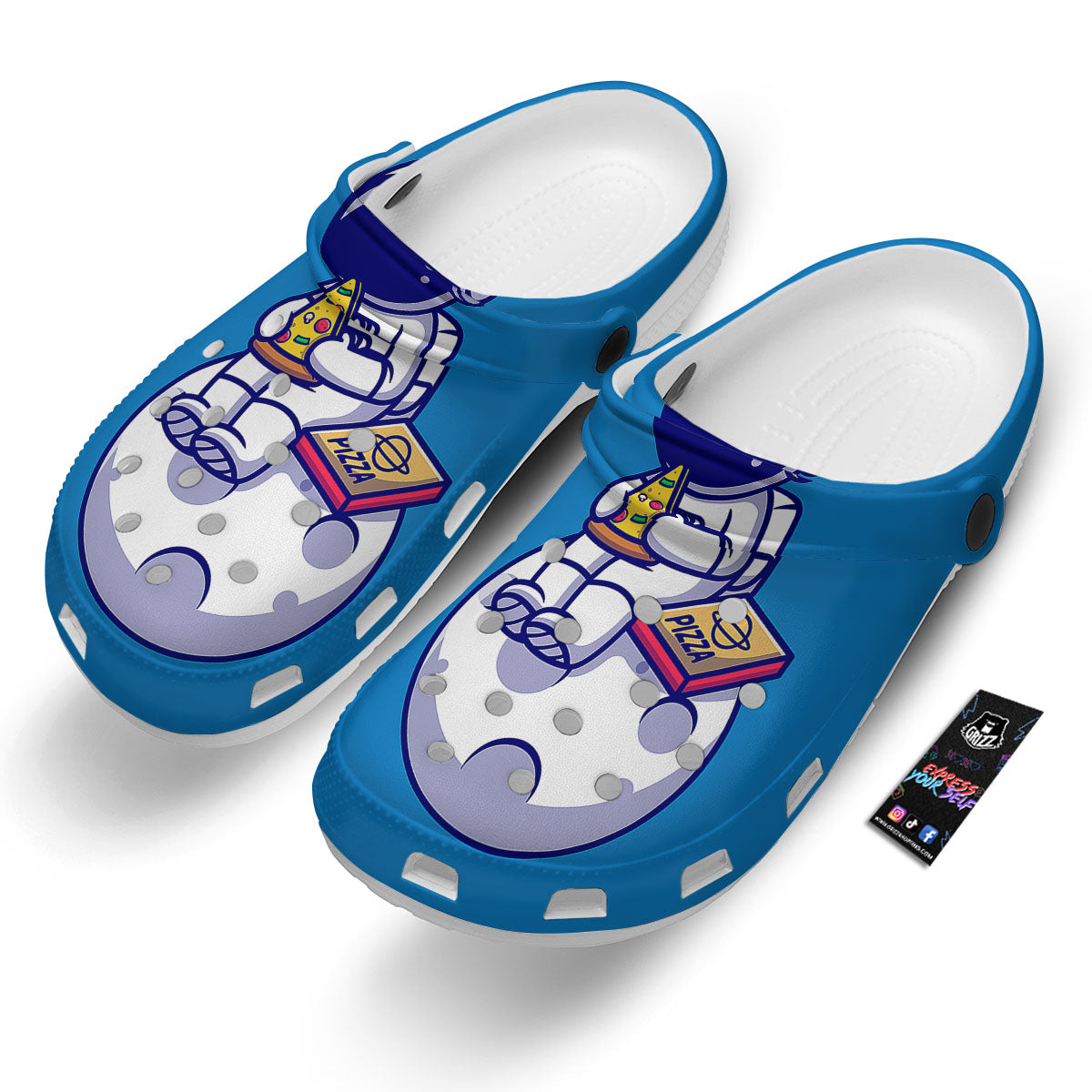 Cute Astronaut Eating Pizza Print Clog-grizzshop