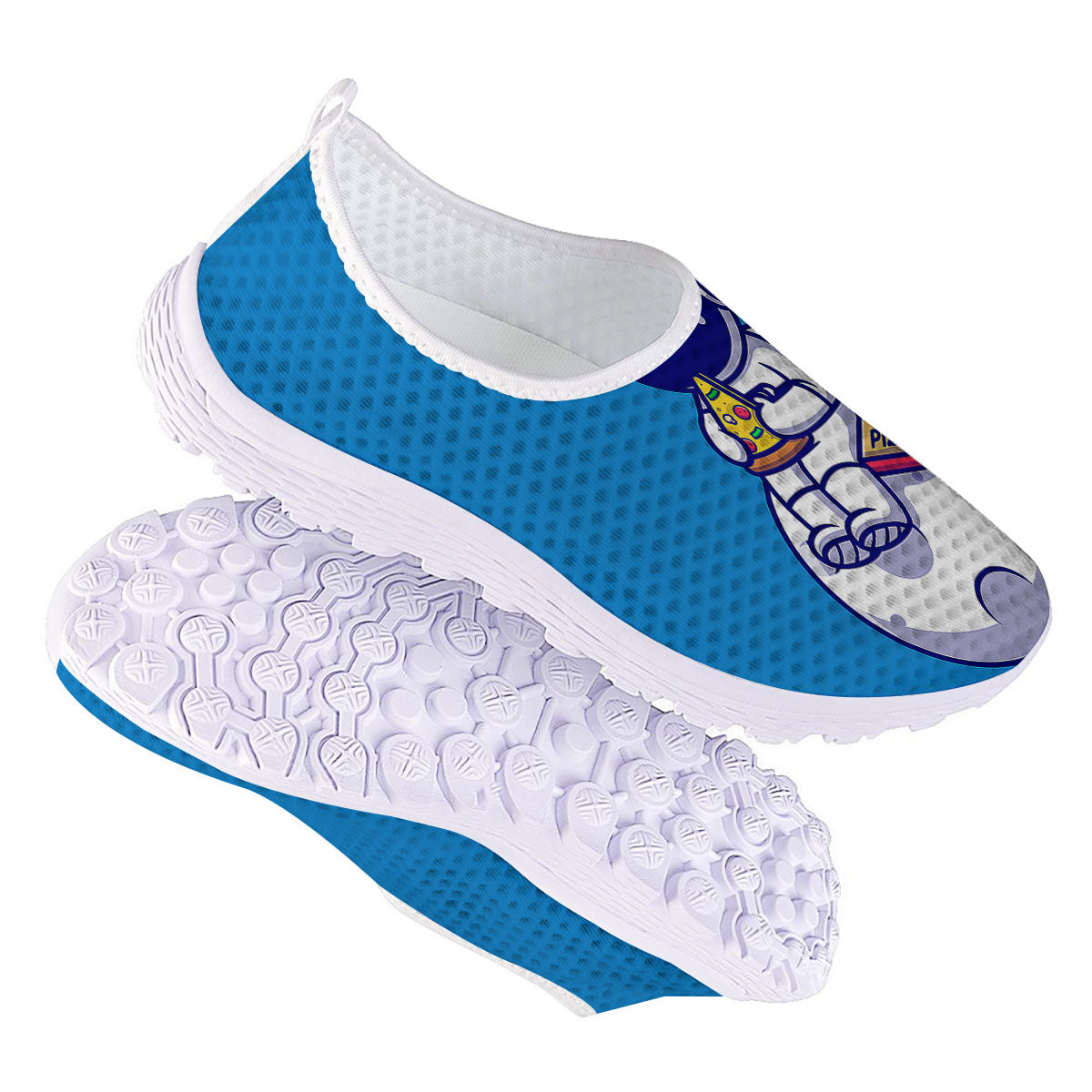Cute Astronaut Eating Pizza Print Nurse Shoes-grizzshop
