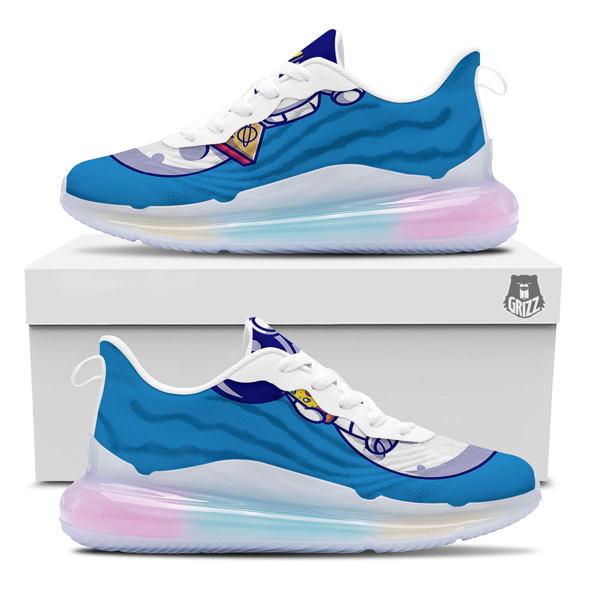 Cute Astronaut Eating Pizza Print Running Sneakers-grizzshop