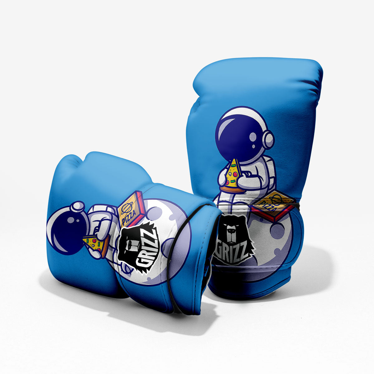 Cute Astronaut Eating Pizza Print Pro Boxing Glove