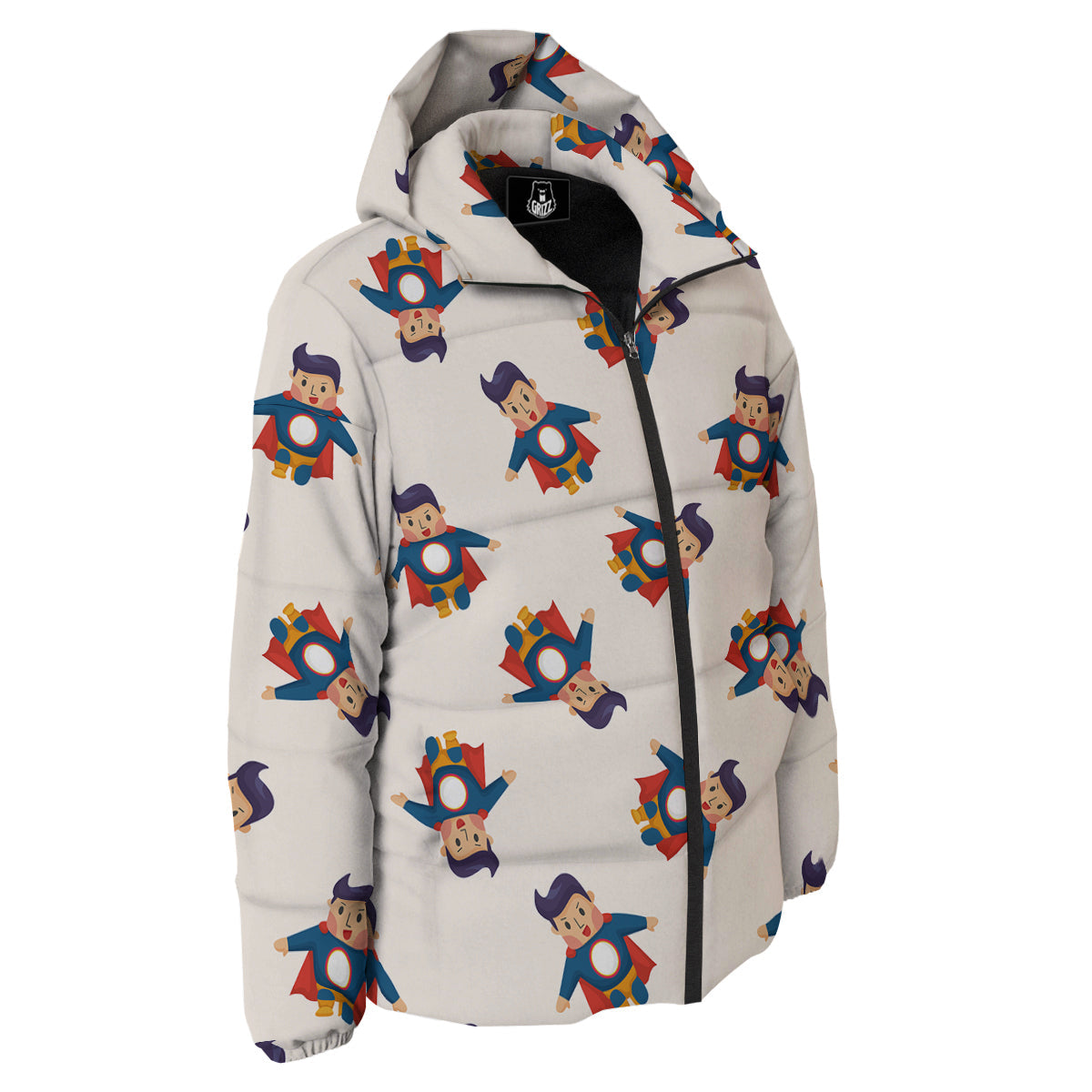 Cute Baby Hero Print Pattern Down Jacket-grizzshop