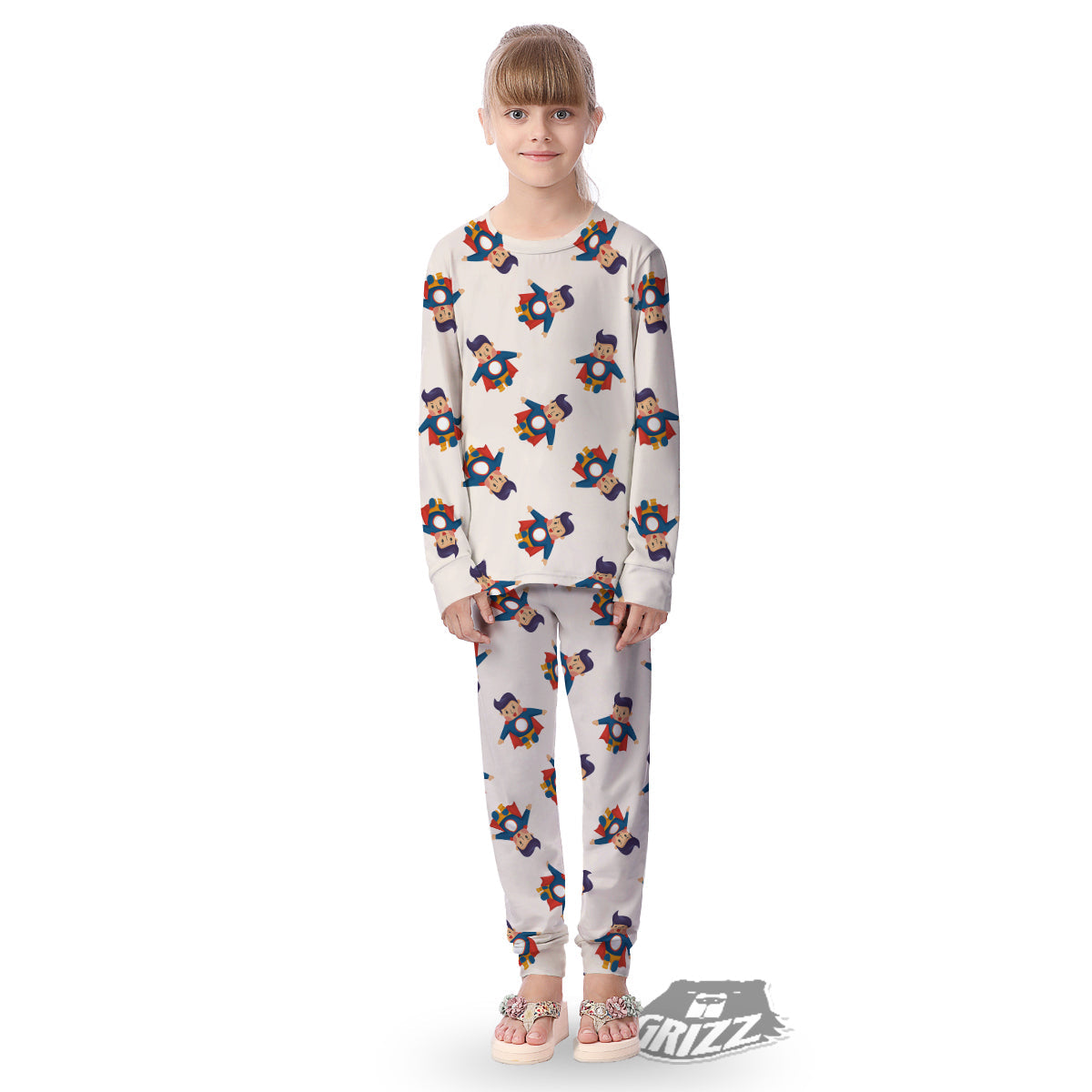 Cute Baby Hero Print Pattern Kid's Pajamas-grizzshop