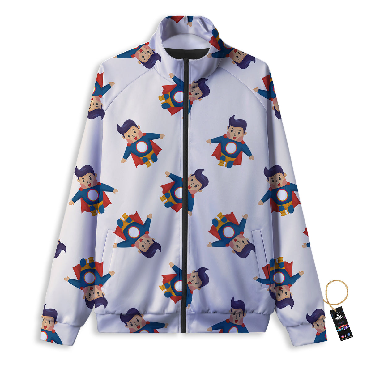 Cute Baby Hero Print Pattern Track Jacket-grizzshop
