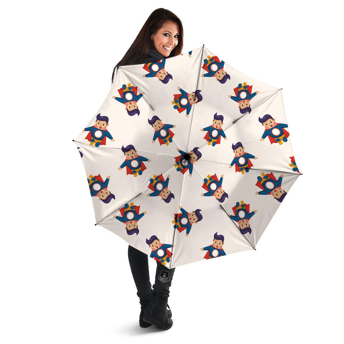 Cute Baby Hero Print Pattern Umbrella-grizzshop