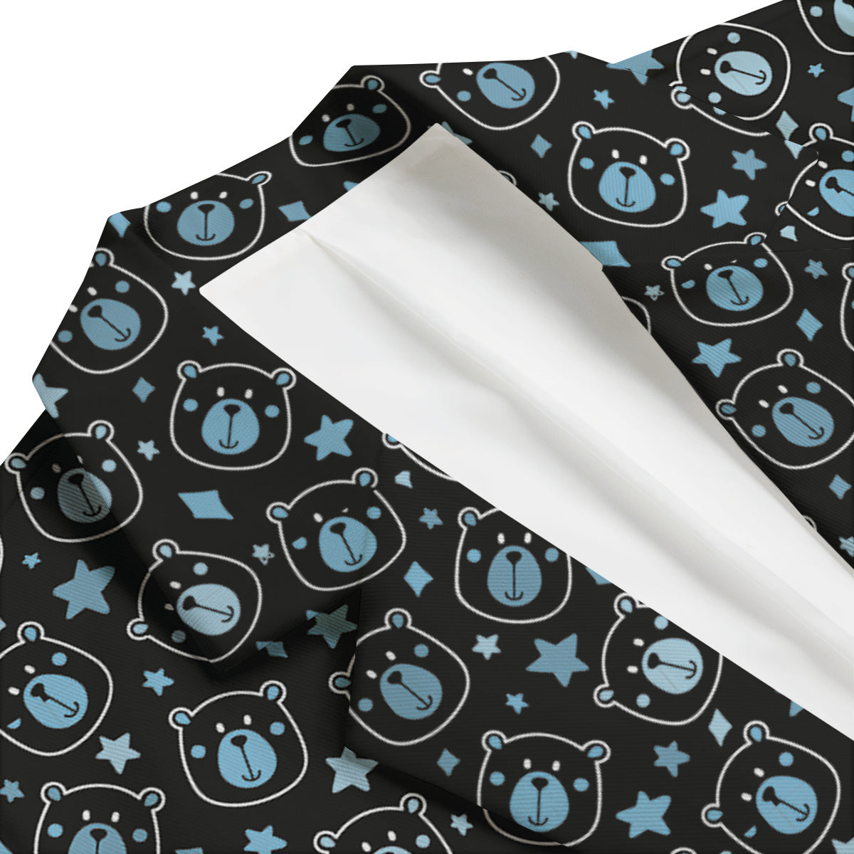 Cute Bear Black Print Pattern Men's Blazer-grizzshop