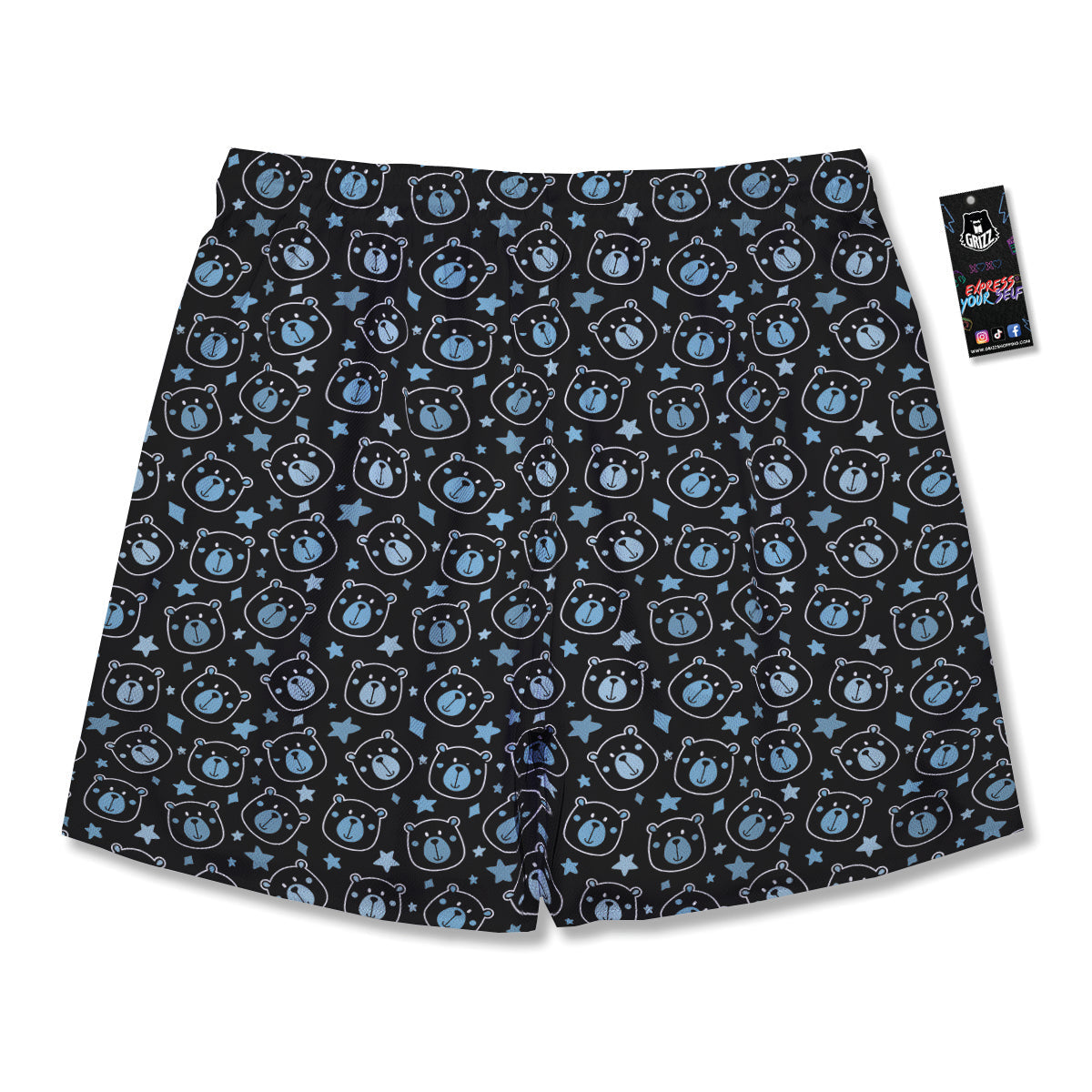 Cute Bear Black Print Pattern Men's Running Shorts-grizzshop