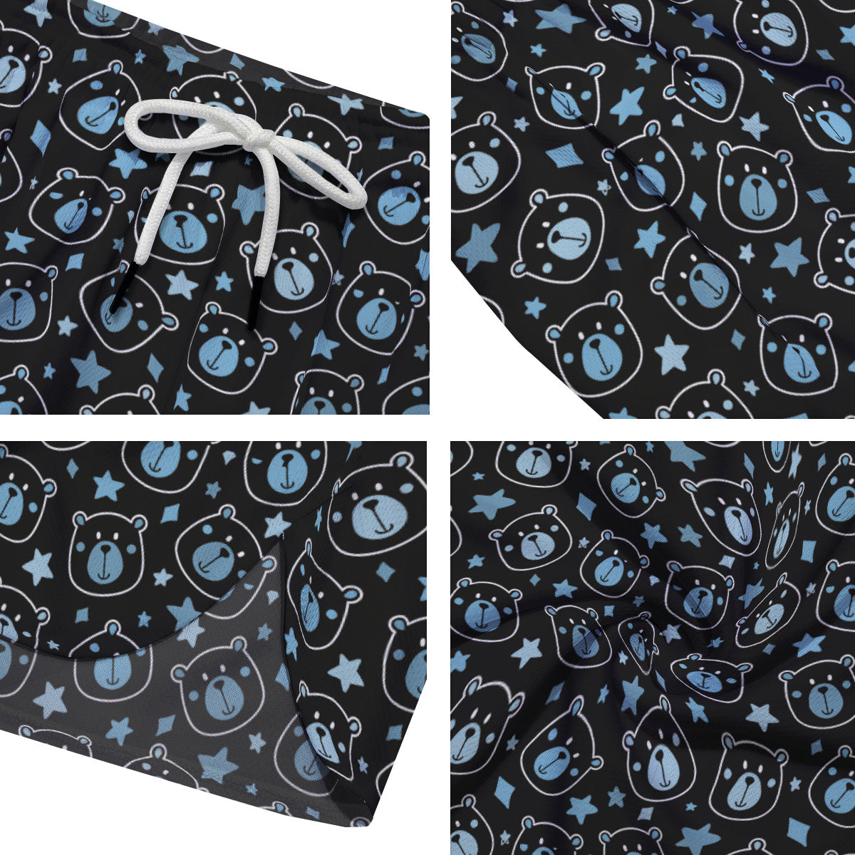 Cute Bear Black Print Pattern Men's Running Shorts-grizzshop