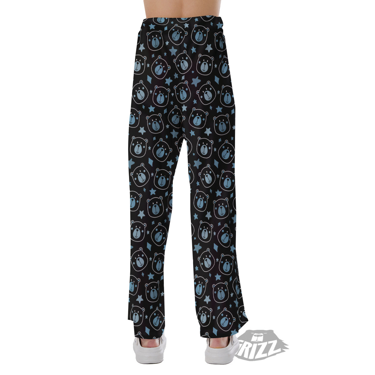 Cute Bear Black Print Pattern Pajama Pants-grizzshop