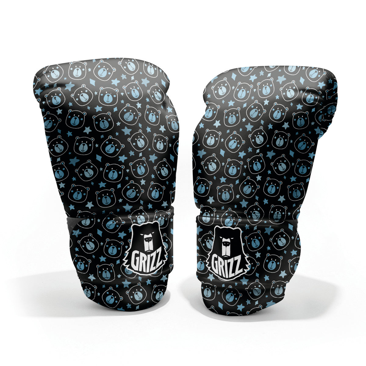 Cute Bear Black Print Pattern Pro Boxing Glove
